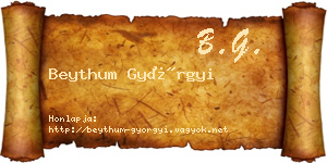 Beythum Györgyi névjegykártya